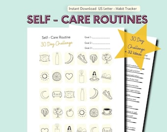 Self Care Habit Tracker, Self Care Checklist, Healthy Habits Planner, Wellness Gift, Printable, Digital Download, PDFs