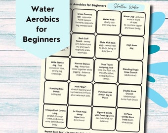 Water Aerobics, Exercise for Beginners, Pool Workout Printable, Digital Print, Instant Download