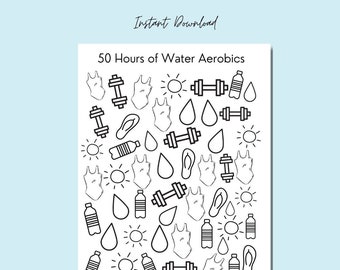 Water Aerobics Challenge Tracker, Water Exercise Printable, Workout Tracker