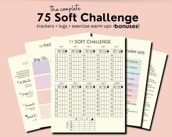 75 Soft Challenge Tracker, Daily Tracker, Régime alimentaire, Planificateur d'entraînement, 75 Soft imprimable, Exercices PDF, modifiable, téléchargement numérique