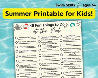 Printable Summer Activity for Kids, Pool Scavenger Hunt, Summer Idea for Kids, Summer Printable Games,  Summer Camp Activity, Digital Print