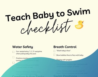 Leçon de natation imprimable pour bébé, plan de leçon de natation, liste de contrôle de natation pour bébé