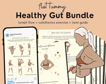 Healthy Gut Guide PDF, gut health plan, healthy lymph nodes, manual lymphatic drainage massage, flat tummy, bloating relief stretches