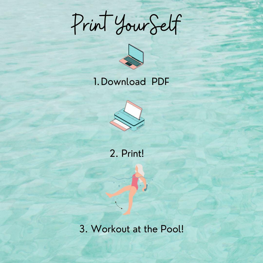 Water Yoga Routine Printable Water Aerobics Pdfs, Water Fitness, Water Exercise Digital Downloads ...