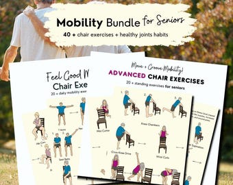 Chair Exercise Printable for Seniors, Mobility Chair Workout, Mobility for Older Adults Exercise PDFs, Standing Strength, range of motion