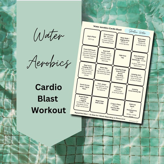 Printable Water Aerobics, Cardio Workouts, Fitness PDFs, Bodyweight Exercise, Instant Download