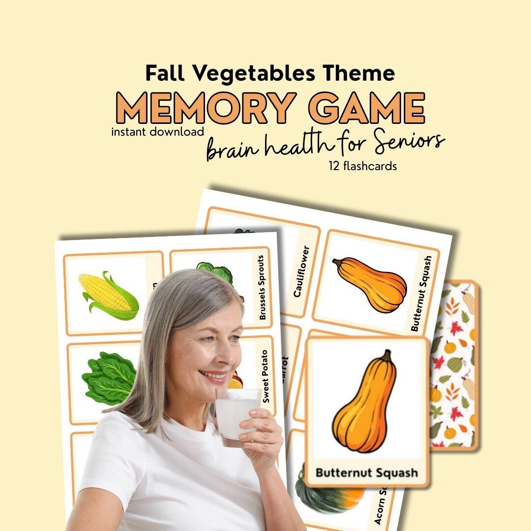 Memory Matching Game for Seniors, Fall Printable Games for Seniors ...