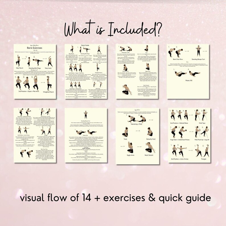 This is a birds eye view of everything included in this printable bundle - there is a flat view of 8 pieces of paper. Each has illustrations and descriptions - a plain slide with a bold title. The title reads, "what is included?".