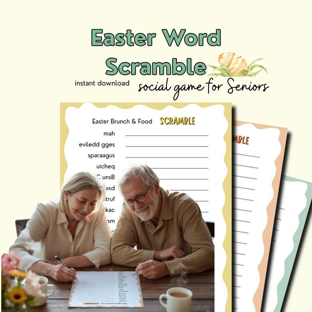 Easter Game for Adult, Easter Printable Easy Game Word Scramble Game
