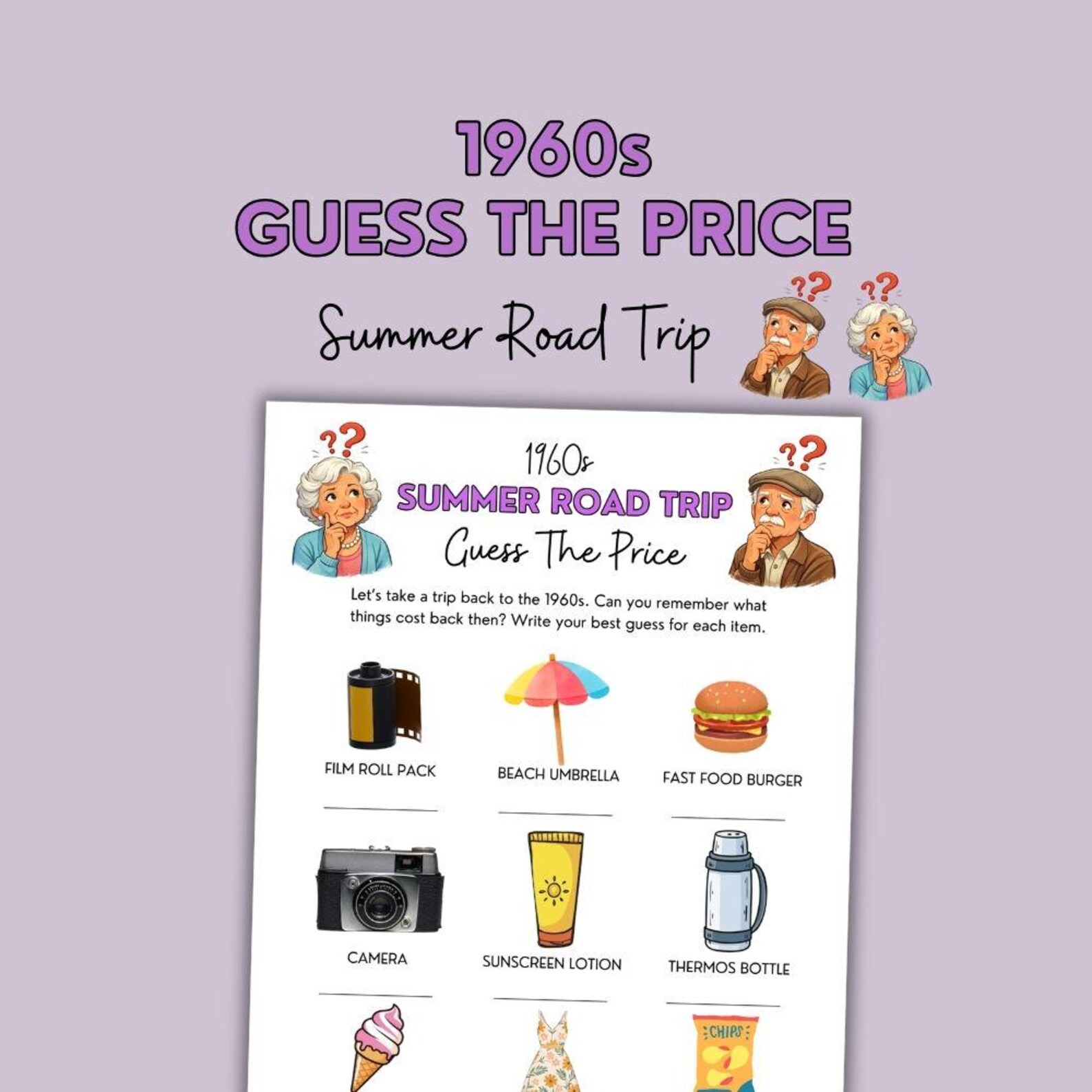 Price Trivia 1960s Guess the Price Game, Guess the Price Trivia for Seniors ...