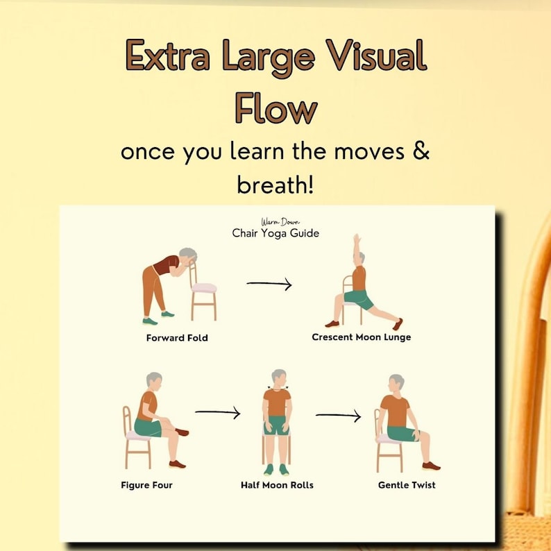 Image shows one large horizontal paper guide of senior man doing yoga.