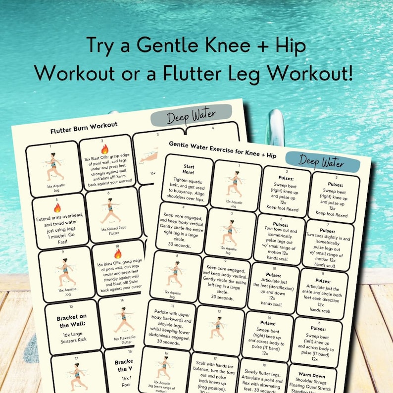 Water Aerobics Fitness Bundle, Pool Exercises for Seniors, Fitness