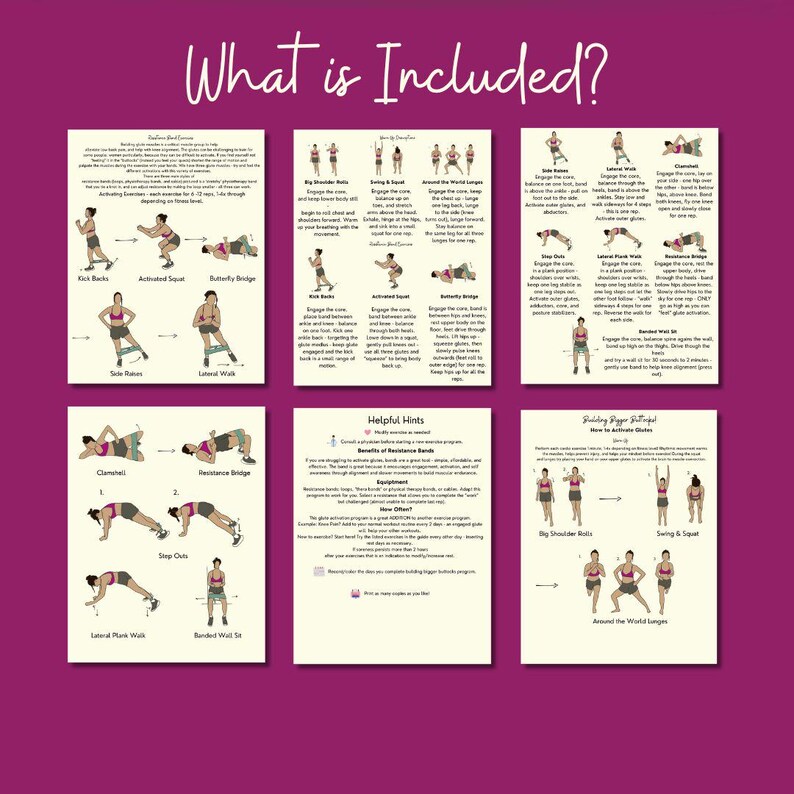 Title reads, "what is included" with a zoomed out look at all 6 pages included in this PDF guide.