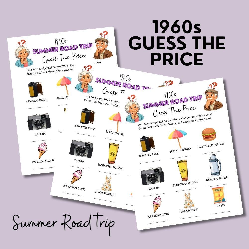 Price Trivia 1960s Guess the Price Game, Guess the Price Trivia for Seniors ...