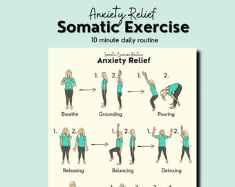 Somatic Exercises for Anxiety PDF, somatic yoga exercises, breathing exercises, adult anxiety relief, grounding techniques,for trauma, guide