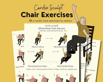Seated Cardio Chair Exercise, Chair Workout for Belly Fat, Exercise for Abs, At home workout, cardio for flat tummy, exercise PDF for senior