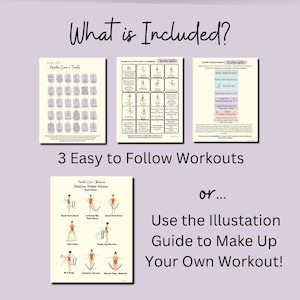 May include: A digital illustration of three workout routines for shallow water fitness. The routines include "Noodle Care & Twists", "Noodle Core & Balance Challenge", and "Shallow Water Fitness Illustrations".