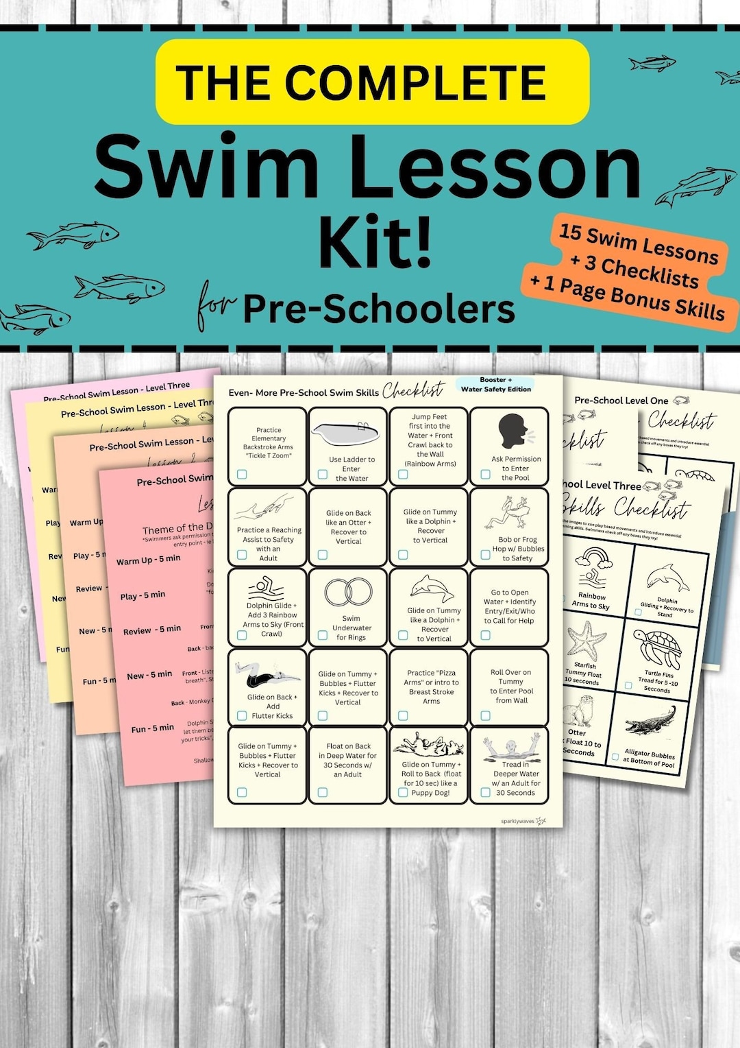 Swim Lesson Kit for Preschoolers Swimming Skills Checklist Etsy UK