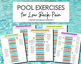 Pool Exercises for Back Pain, Water Aerobics for sciatica, Water Fitness for Seniors, Exercises for lower Back Pain Relief, Digital Download