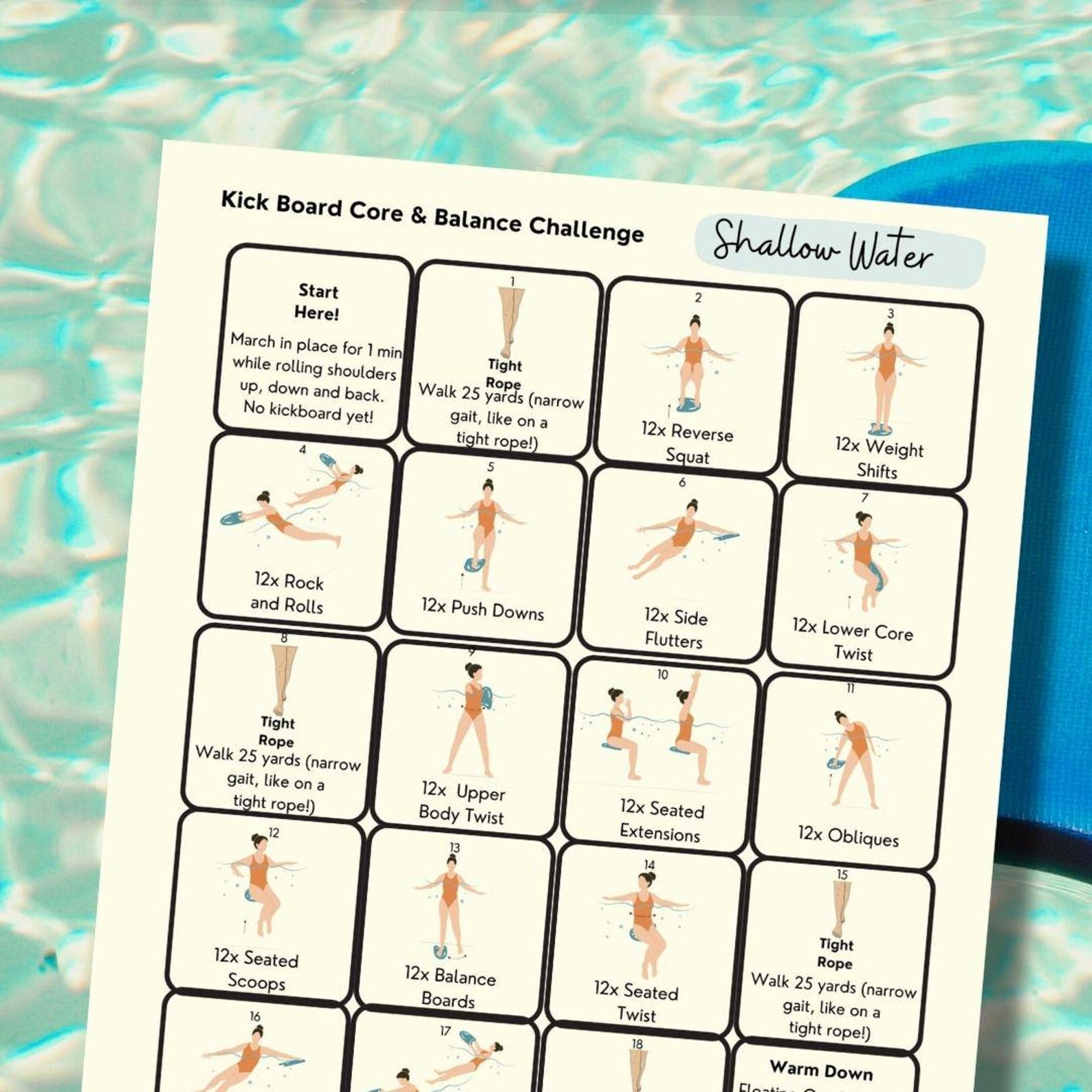 Kickboard Water Aerobics, Kick Board Water Fitness Exercise, Core Pool ...