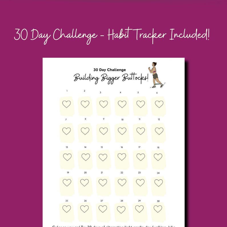 A close up image of a cute habit tracker - it has hearts, that the user would color in when they exercises.
