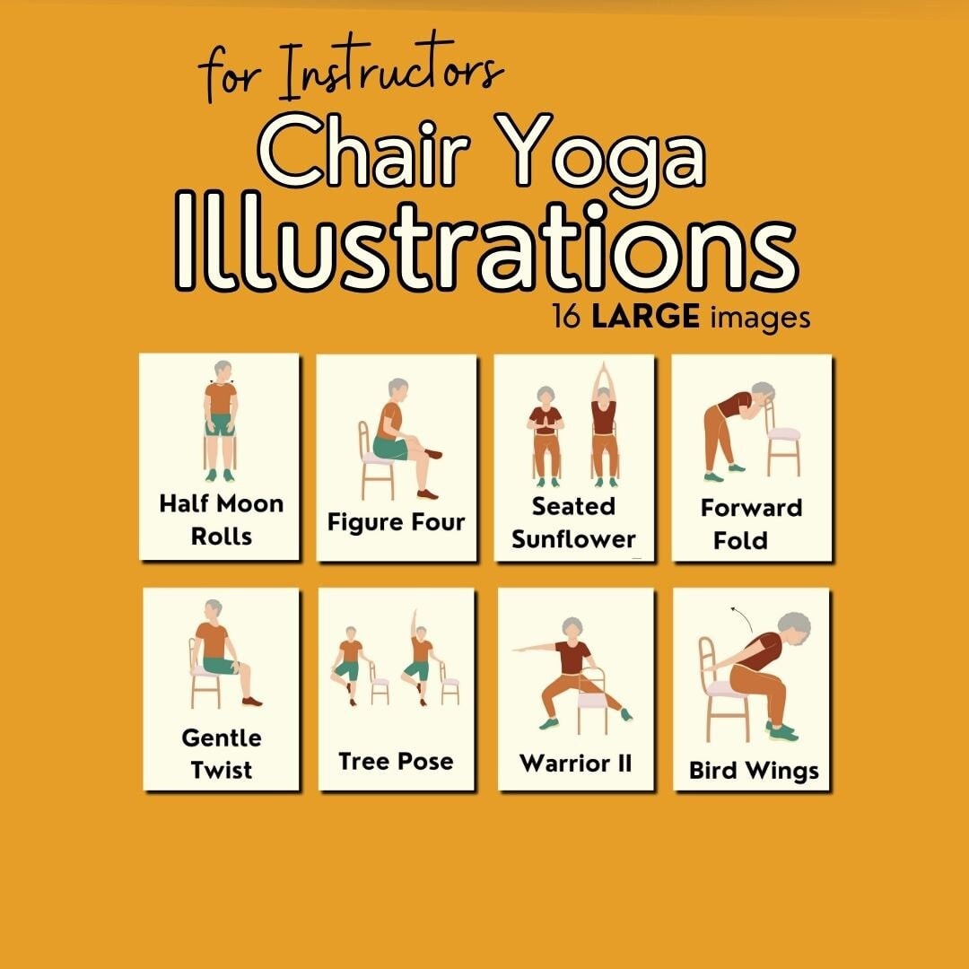 Chair Yoga Illustrations for Instructors, Chair Exercise for