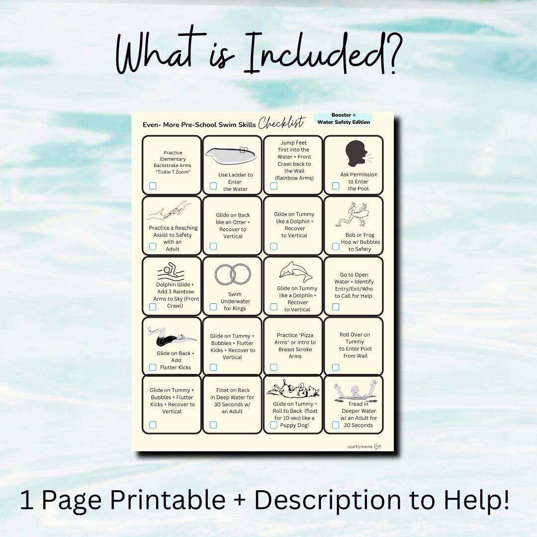 Swim Skills Checklist for Pre-schoolers, Advanced Swim Lesson for ...