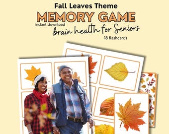 Fall Memory Game for Seniors, Printable Memory Matching Game for older adults, Fall Leaves, Fall Crafts, nursing home activity ideas