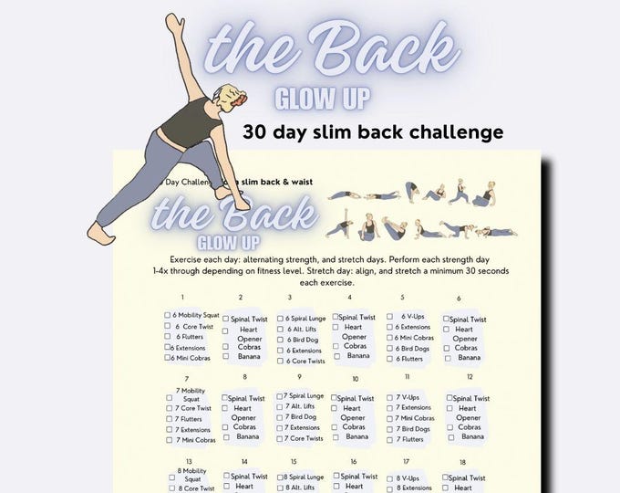 30 Day Lower Back Stretch Challenge | Digital Workout Guide | Workout ...