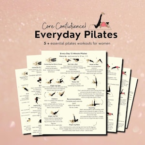 Pilates-training, 30 dagen uitdaging voor vrouwen, pilates voor beginners, platte buik, kernkracht, training thuis, afdrukbaar, pdf