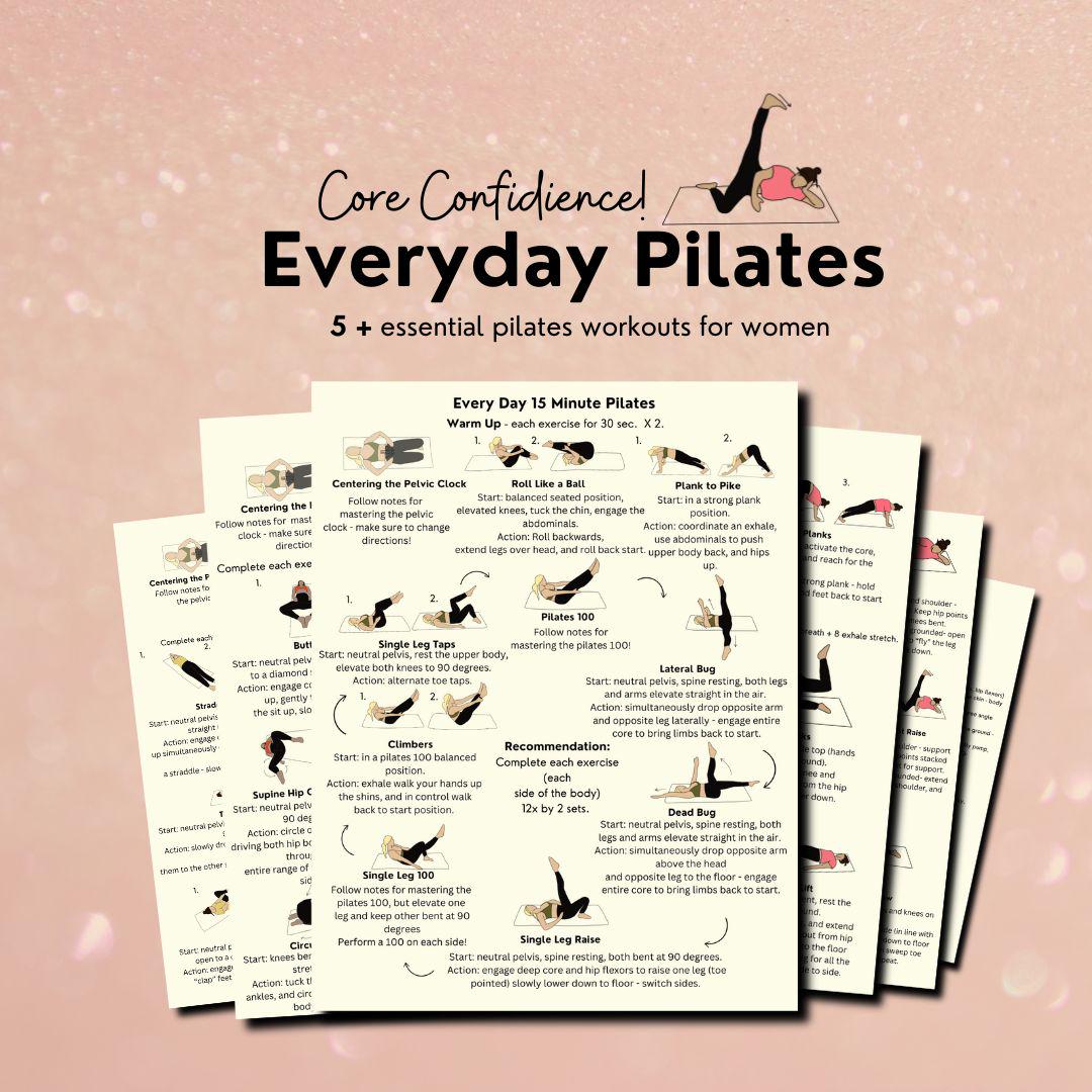 Pilates Workout, 30 day challenge for Women, Pilates for Beginner, Flat Stomach, Core Strength, At Home Workout, Printable, PDF