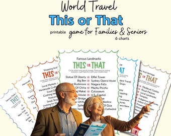senior game, summer game printable, party icebreaker game for seniors, travel game, world travel game for older adults, easy family game