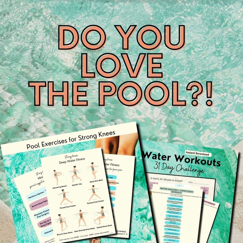 Image of water aerobics workout programs. TItle reads "do you love the pool?"