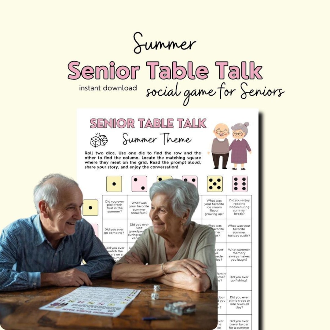 Summer Game for Seniors, Table Talk Printable Game for Senior Citizens
