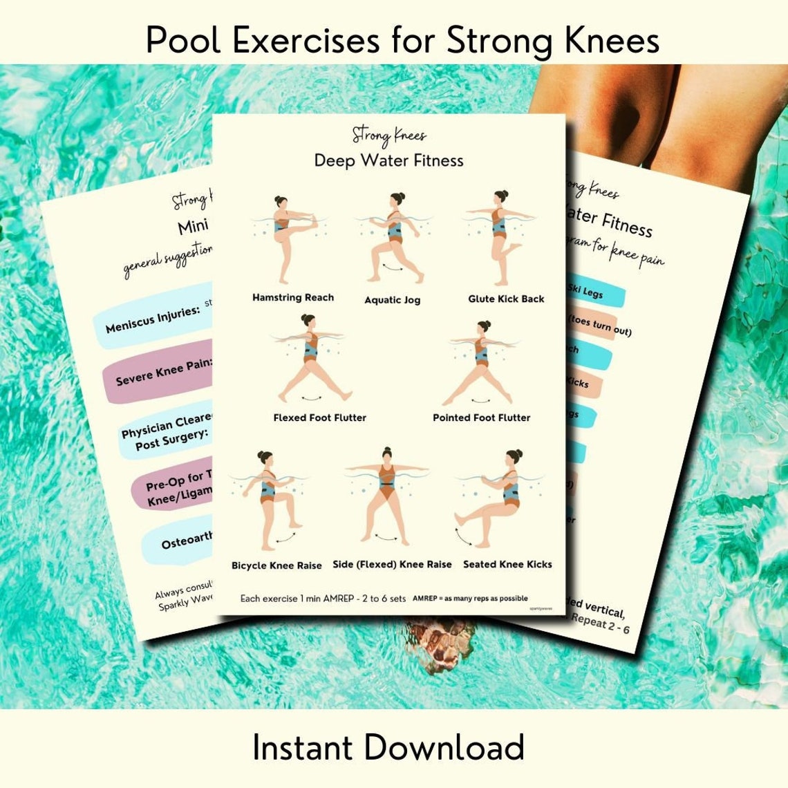 Water Aerobics Workout, Pool Exercises for Knee Pain Relief, Bodyweight ...
