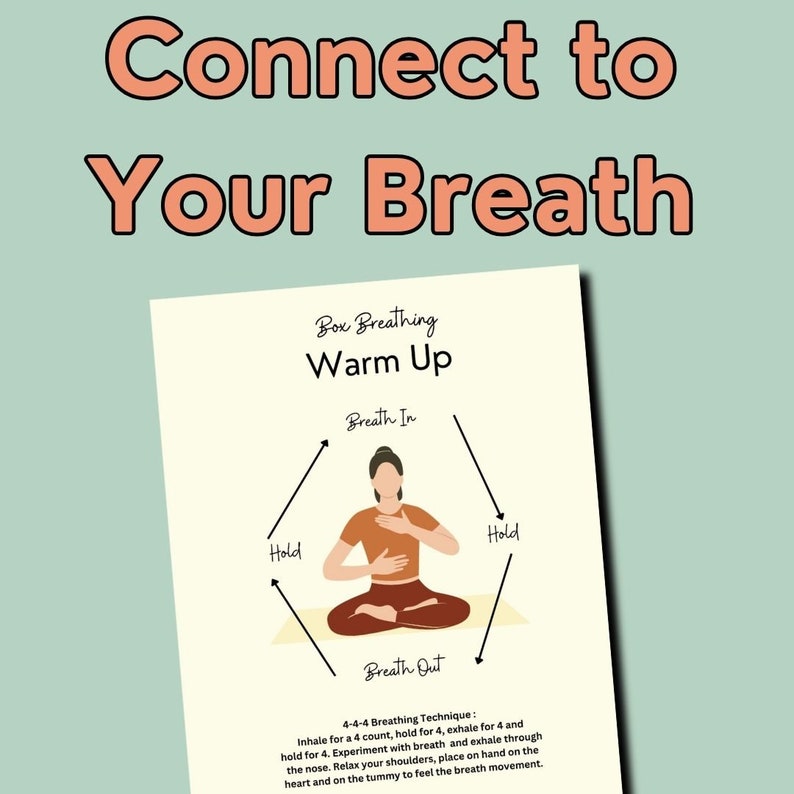 A close up on the PDF of women doing box breathing for yoga.