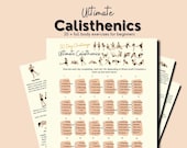 Calisthenics Workout for Beginners, Full Body Workout Routine, Slim Back Workout, At home Workout for Flat Belly, 30 Day Challenge, PDF