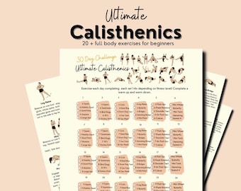 Calisthenics Workout for Beginners, Full Body Workout Routine, Slim Back Workout, At home Workout for Flat Belly, 30 Day Challenge, PDF