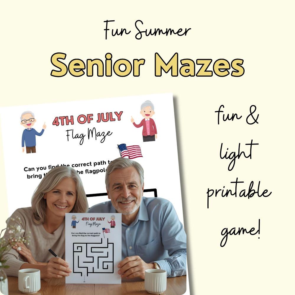 Senior Maze Game, Summer Printable Game for Seniors With Answers, Brain Game, Dementia Game ...