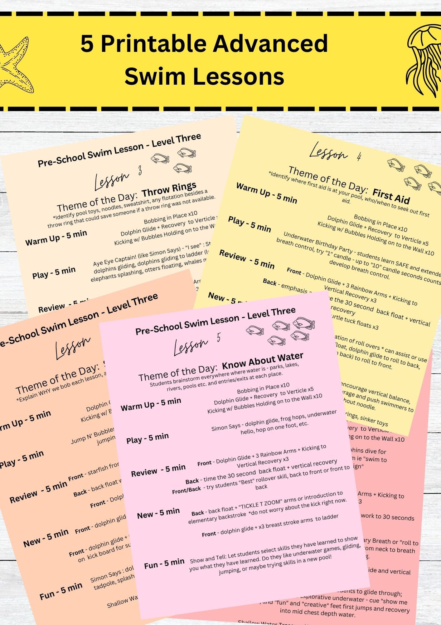 Swim Lesson Plan, Printable Swim Lessons Bundle, Digital Print, Swim ...