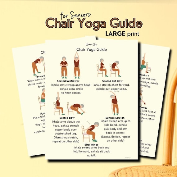 Printable Chair Yoga Poses  Yoga for seniors, Chair yoga, Chair pose yoga