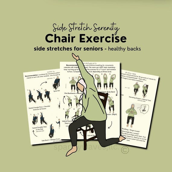 Chair Yoga for Seniors, Side Stretches for Lower Back Pain, seated stretches for sciatica, chair exercise for hips, chair yoga pose for men