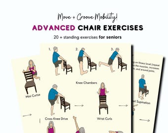 Standing Mobility Exercises for Senior, Mobility Chair Workout, Balance for elderly, fitness for over 60, chair exercise pdf for men