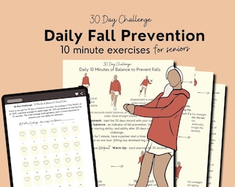 Fall Prevention PDF for Seniors, stability exercises for elderly, fall prevention handout for at home workout, senior exercises for balance