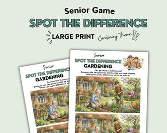 Spot the Difference Summer Garden Puzzle, Hidden Picture, Ispy printable game, Senior Brain Game (Digital Download)
