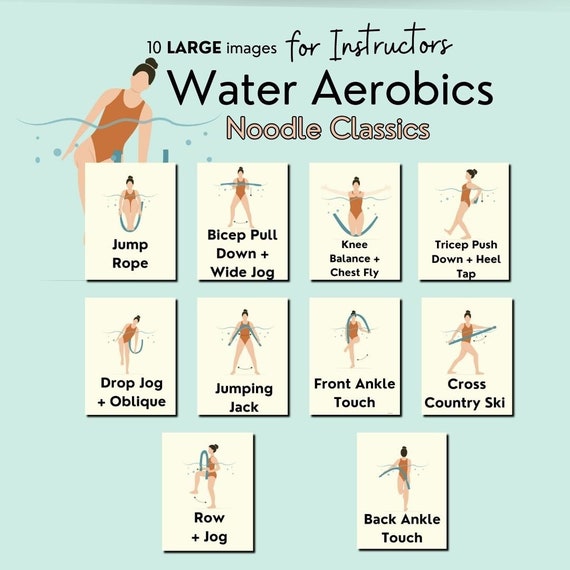 Pool Noodle Exercises Water Aerobics Workout Water Exercise for Seniors Group Fitness Ideas Fitness Illustrations for Personal Trainers Etsy Israel