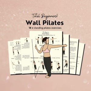 Beginner wall pilates, wall pilates beginner workout, pilates for plus size, workout at home, standing exercise, summer workout PDF