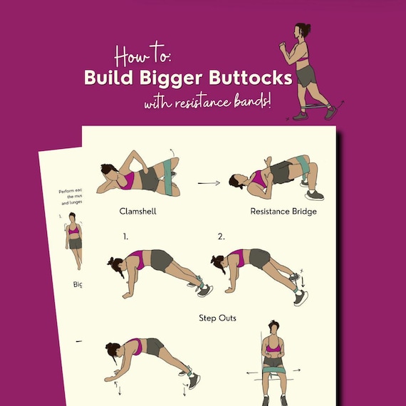 Glute Workout Routine, Band Exercises for Glutes, At Home Workouts for Women, Glute Activation for Knee Pain Relief, Upper Buttock, PDF
