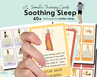 Tarjetas de terapia somática, ejercicios somáticos para dormir, yoga somático para la hora de dormir, estimulación del nervio vago para adultos, conciliar el sueño rápidamente, archivos PDF