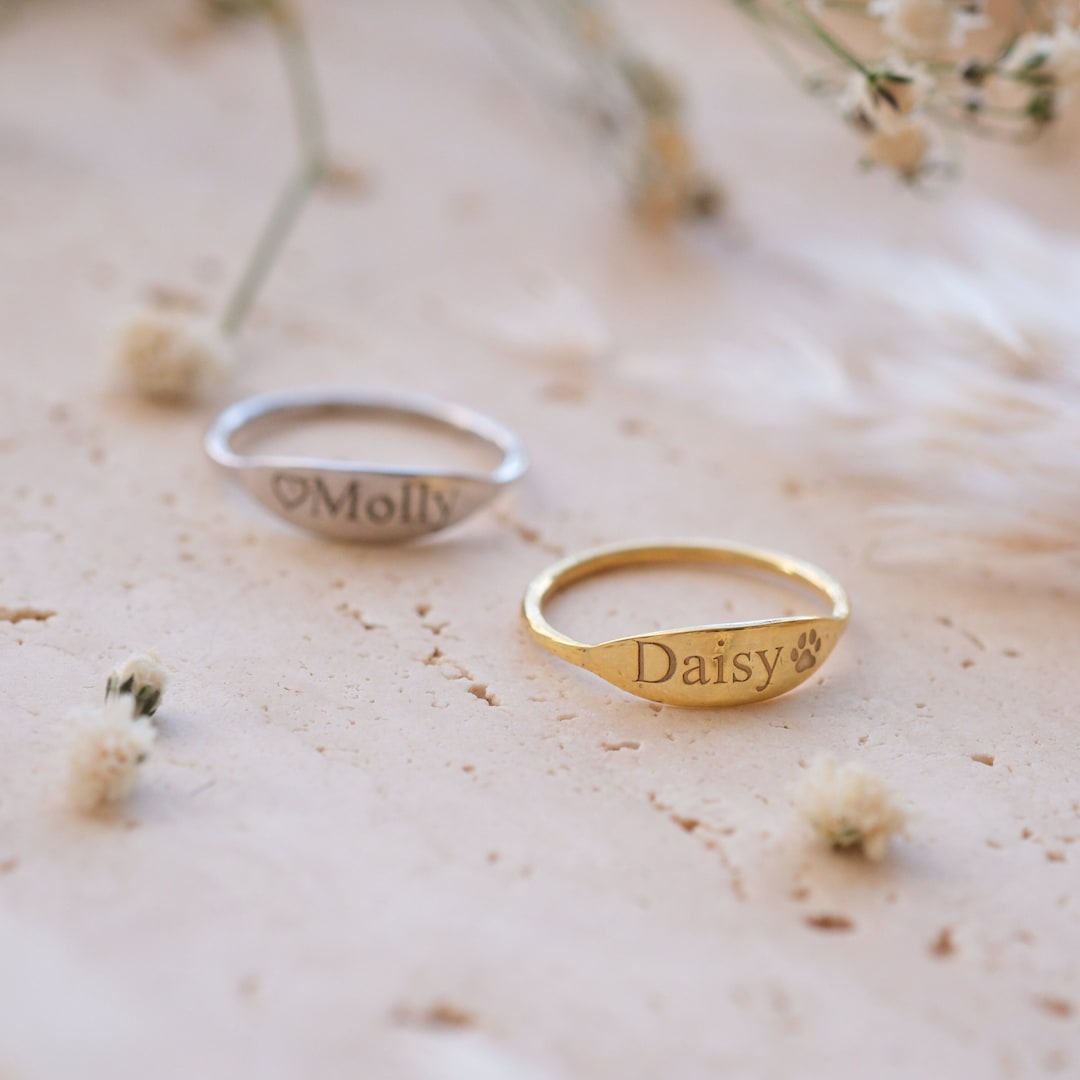 Custom Engraved Name Ring Gold Name Ring Stackable Ring for Women ...